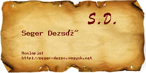 Seger Dezső névjegykártya