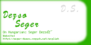 dezso seger business card